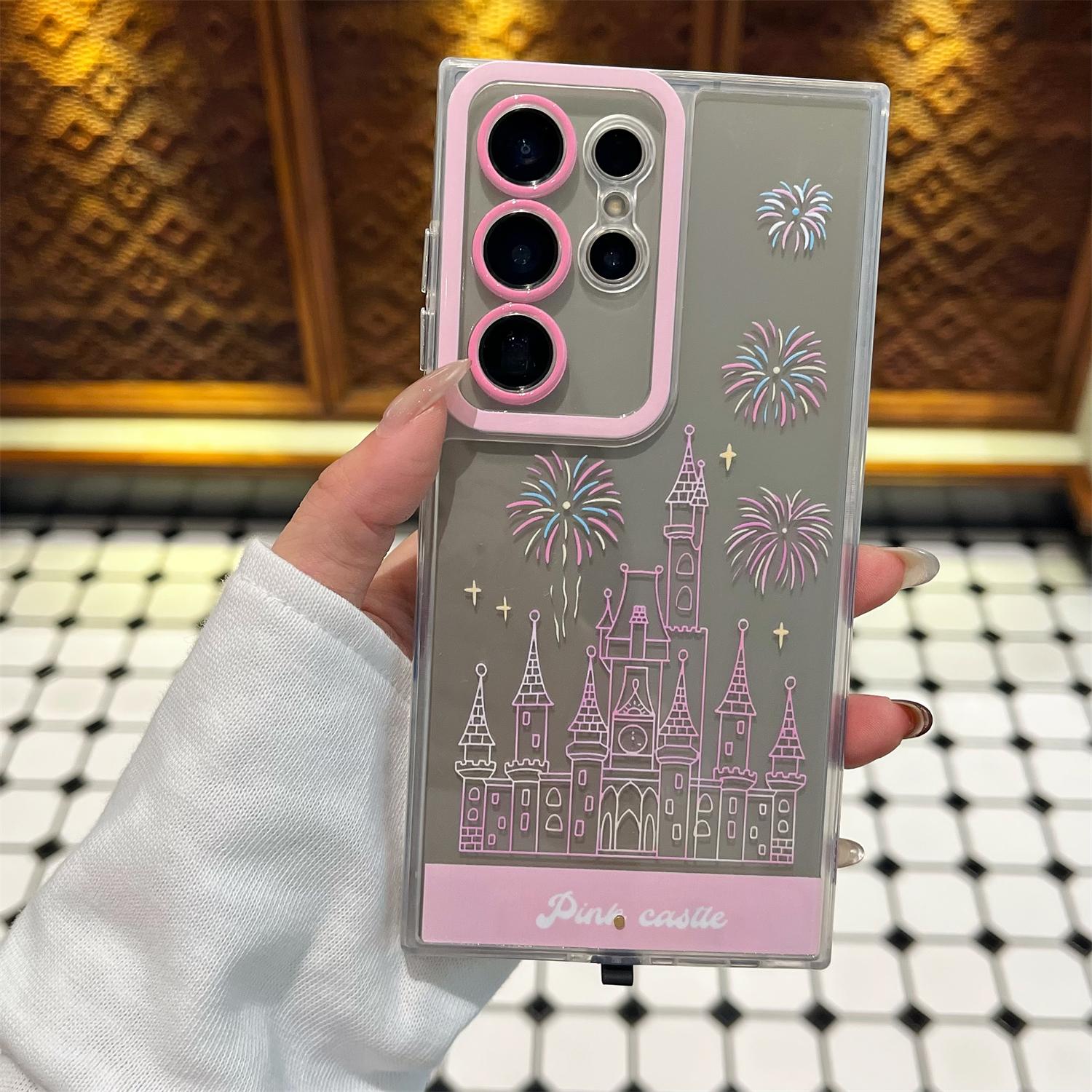 LED Fantasy Castle Fireworks Phone Case, Light up Phone Case For Samsung Galaxy S26/S25/S24 Ultra Plus,Cute Glowing Clear Phone Cover
