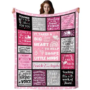 1PC Teacher Gifts for Women, Teacher Appreciation Slogan Print Blanket, Best Teacher Gifts for Women, Graduation, Retirement, Teachers Day