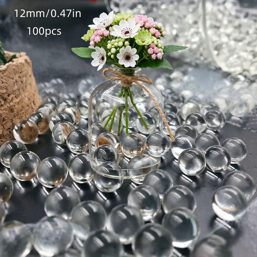 ADISEN 500pcs Clear Glass Beads for Vases, Decorative Fountains Centerpieces,100 Pcs Glass Beads Pebbles,for Vase Filler Flower Crafts Centerpieces and Wedding Decoration 0.47inch Water features, water tanks, fish tank decorations