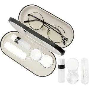 Eyeglass Case Double Sided Travel Size Cute Portable Contact Lens Box 2 in 1 Multifunction With Tool for Daily Outdoor Office