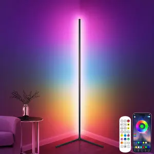 LED Corner Floor Lamp with Smart App, Remote Control, Music Sync, Multi Color Changing for Bedroom