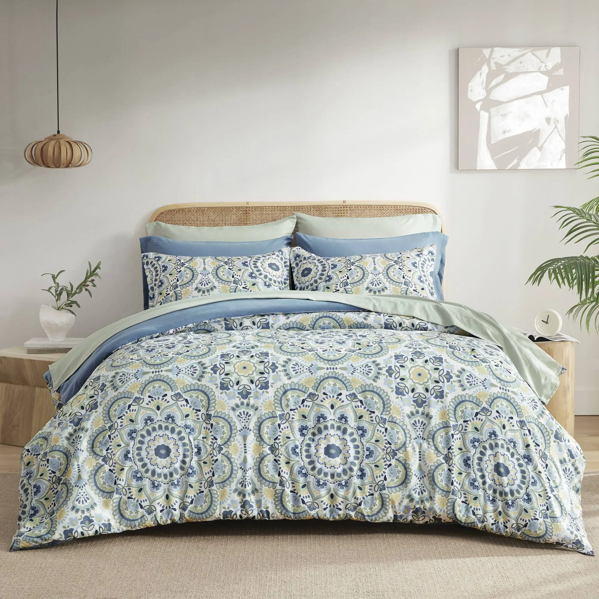 9 Piece Bed in a Bag Comforter Set Machine Washable Full Queen Size Cozy Stylish Bedroom Decor, Juna