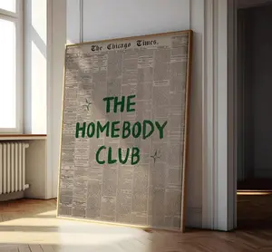 Green The Homebody Club Newspaper Print, Trendy Retro Newspaper Print, Retro Typography Poster, Dorm Room Prints, Aesthetic Apartment Art