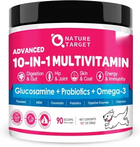 Dog Vitamin Powder with Probiotics Digestive Enzymes Glucosamine Chondroitin and Omega 3 Complete Supplement for Homemade Dog Food Supports Joint Skin Gut and Immune Health