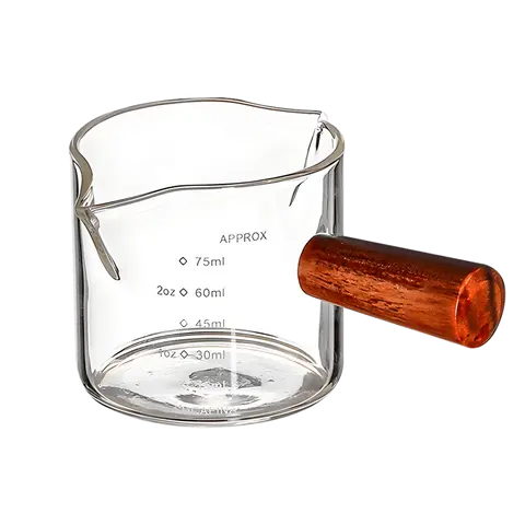 KAWASIMAYA Clear Glass Pot Milk Pan With Wooden Handle Max100ml