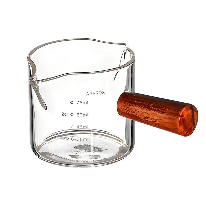 KAWASIMAYA Clear Glass Pot Milk Pan With Wooden Handle Max100ml
