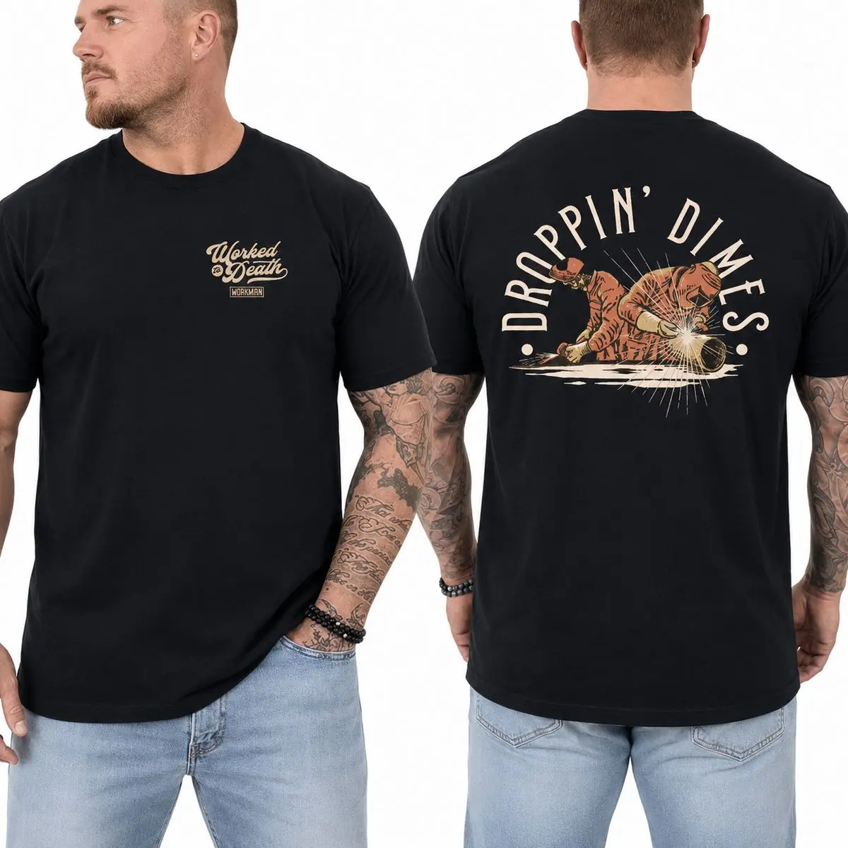 Pipe Welder Shirt Vintage Welding Graphic Tee Blue Collar Tradesman Gift For Men Dad, Unisex Casual Graphic T-Shirts