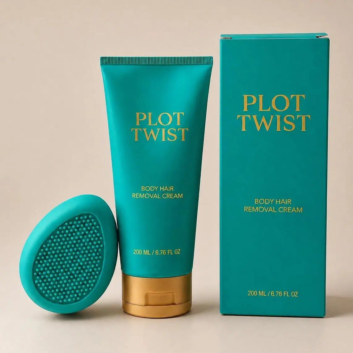 Plot Twist Body Hair Removal Cream with Silicone Pebble Remover, 200 mL / 6.76 fl oz