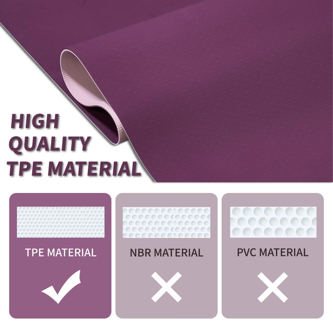 Yoga Mat, Exercise Yoga Mat With Non-Slip Design, Professional TPE Exericise Mat, 72X 24 Multi-Purpose Workout Mat For Women, Pilates Fitness And Floor Exercises