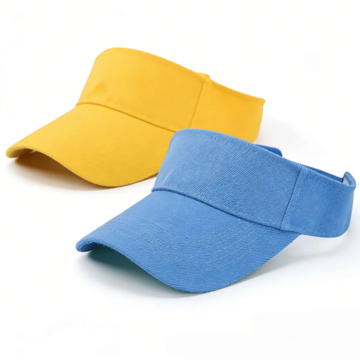 Women's Sun Visor Hat, 2 Pack Yellow Blue Adjustable Sports Visor, Lightweight Cotton Sun Hat for Golf, Tennis, Running & Beach
