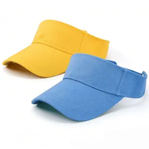 Women's Sun Visor Hat, 2 Pack Yellow Blue Adjustable Sports Visor, Lightweight Cotton Sun Hat for Golf, Tennis, Running & Beach