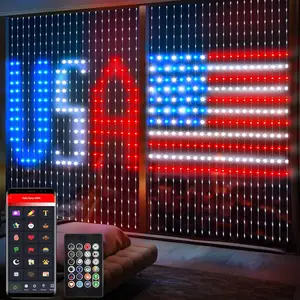 mothersdaygift—LED Intelligent Curtain Light ,Smart curtain light, APP control, holiday decoration. 1m/2m/Home background light | USB interface, supports DIY dynamic graffiti, text editing, light modes, music synchronization, and indoor string lights.