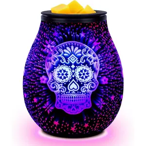 Wax Melt Warmer Wax Melter Wax Burner for Scented Wax Melts Electric  Warmer for Wax Cubes & Tarts,  3D Design 7 Colors LED Light  & Decor for Home Office (3D Skeleton)