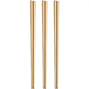 2 PCS 9 PCS Stainless Steel Gold sliver Black Rose Gold Chopsticks,Reusable ,Dishwasher Safe , Easy to Use
