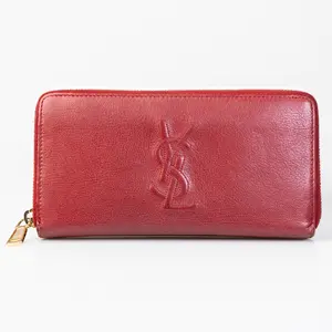 Pre-owned Yves Saint Laurent Leather Small Leather Goods YSL Zippy Cassandre Red Y26040461