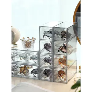 1pc Storage Box With Dividers, Drawer, Dust-proof, Transparent, For Jewelry, Eyeglasses, Adhesive Tape, Stationery, Etc.