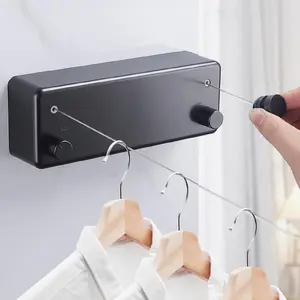 Retractable Clothesline, Wall Mounted Clothes Drying Line, Stainless Steel Extendable Laundry Line for Indoor Bathroom Balcony