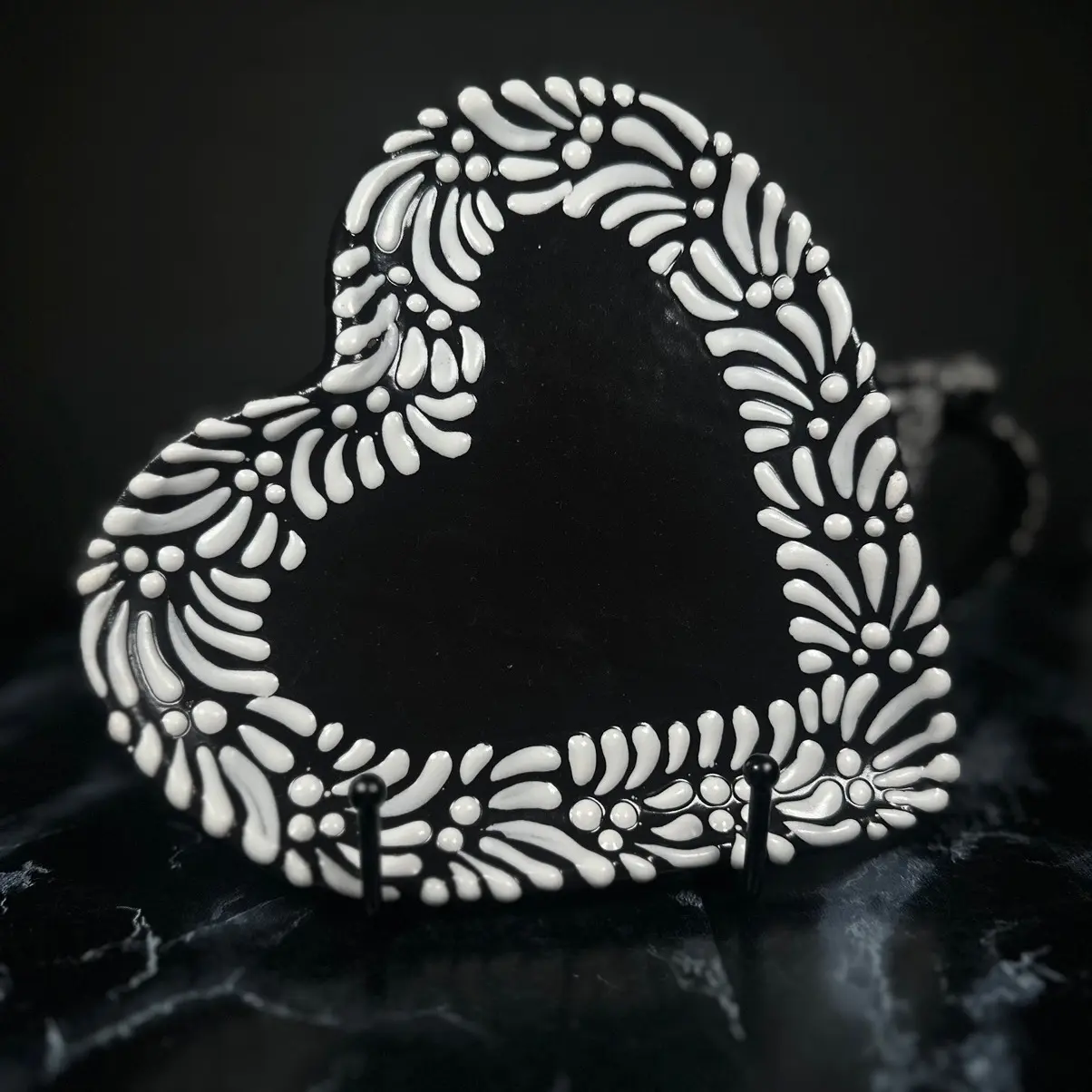 Black Heart Talavera Plate— Handmade