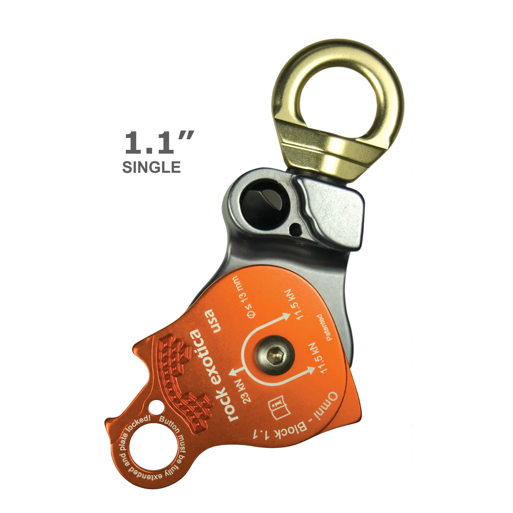 Rock Exotica Omni-Block 1.1" Single Pulley, Safety Anchor Pulleys for Climbing Sports & Outdoor Leisure Recreation Equipment, Swivel