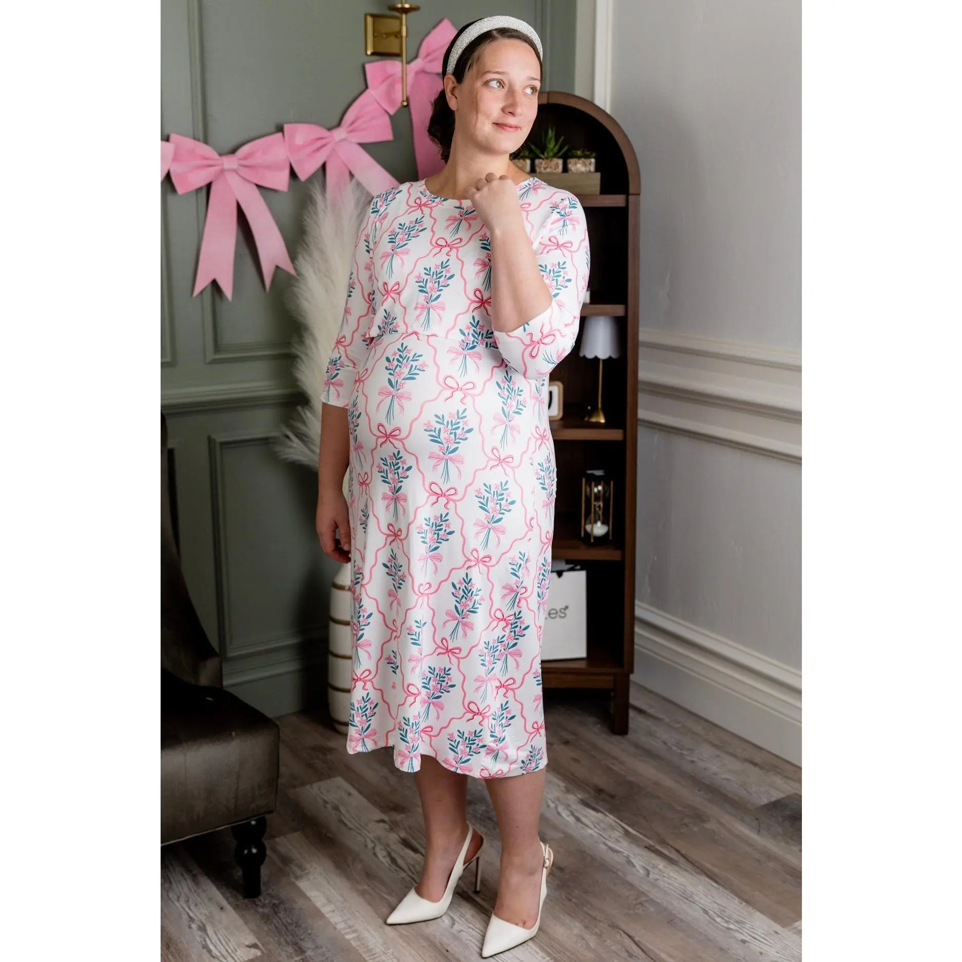 Modest Nalani Nursing Dress in Pixie Petals