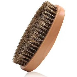 Boar Bristle Hair Beard Brush for Men - Small Soft Beard Brush, Pocket Travel Men's Wooden Mustache Brush Haircare Heatless