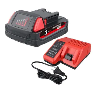 18V 3.0Ah Replacement for Milwaukee Battery & M12-18C 3A 12-18V Charger M-18 48-11-1850 48-11-1828 48-11-1812