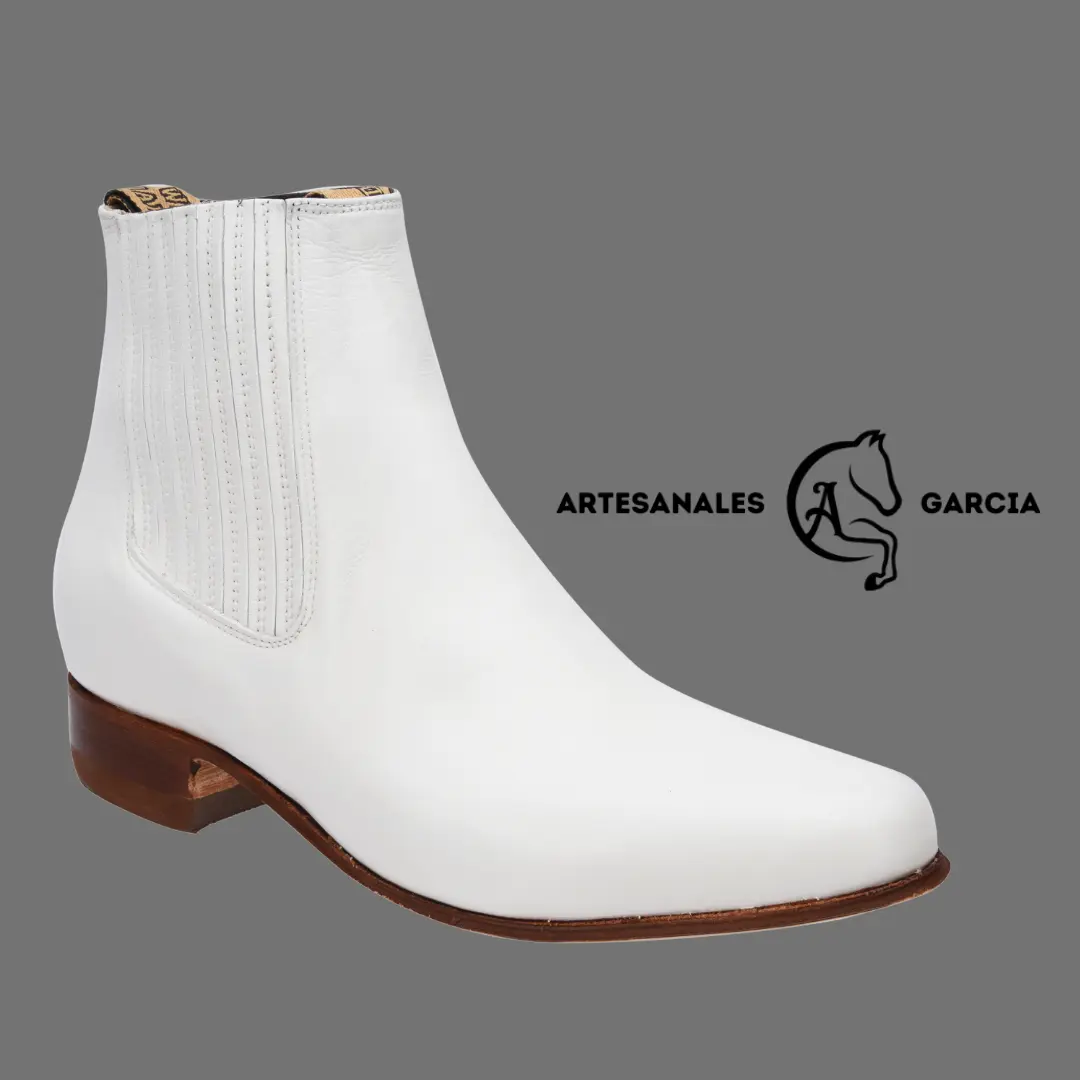 Botin Charro Piel Blanco Cuero WD 729
