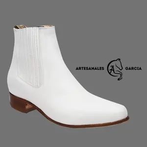 Botin Charro Piel Blanco Cuero WD 729