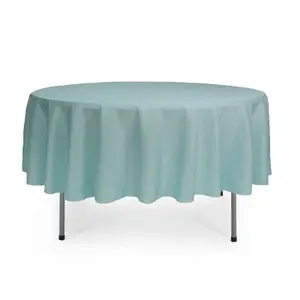 90 Inch Polyester Round Tablecloth Dusty Blue