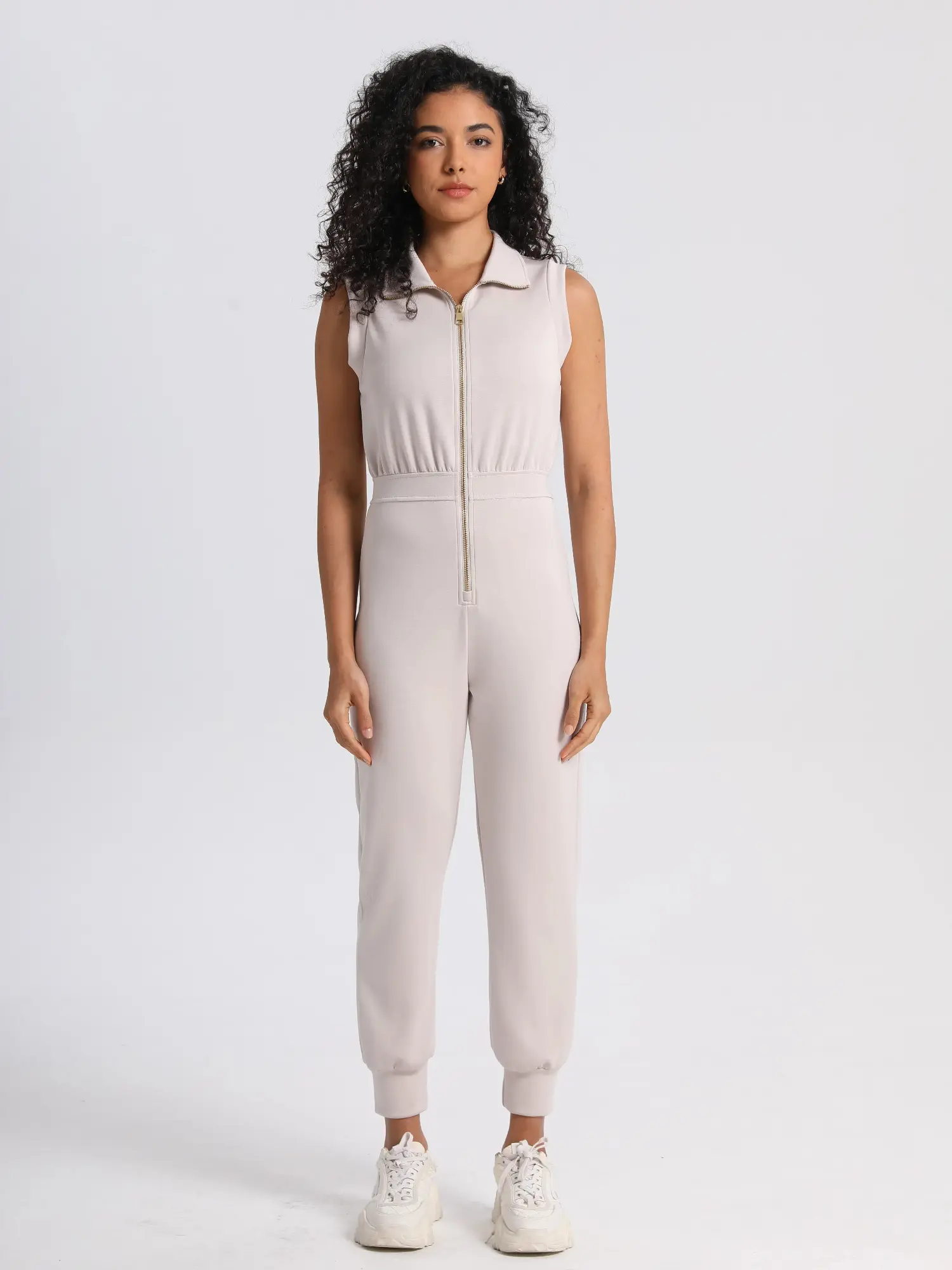 Jumpsuits for Women Casual Sports Sleeveless Zip Up Sweatshirts Loose Jogger Sweatpants One Piece Romper Outfit Womenswear Overalls Comfort Bottoms