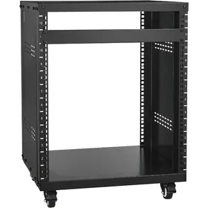 VEVOR 16U AV Rack, Recording Studio Rack Cabinet, Open Frame Server Rack with Locking Caster Wheels, Removable Side Panels Vent Design for 19 Network, Audio, Video, IT Network Equipment MountingVEVOR Super Brand Day