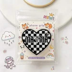 Cute Mama Phone Grip Holder Checkered Heart Rock Cool Mom Expanding Stand Aesthetic Grunge Phone Accessories Gift for Mom Her Mother's Day Women