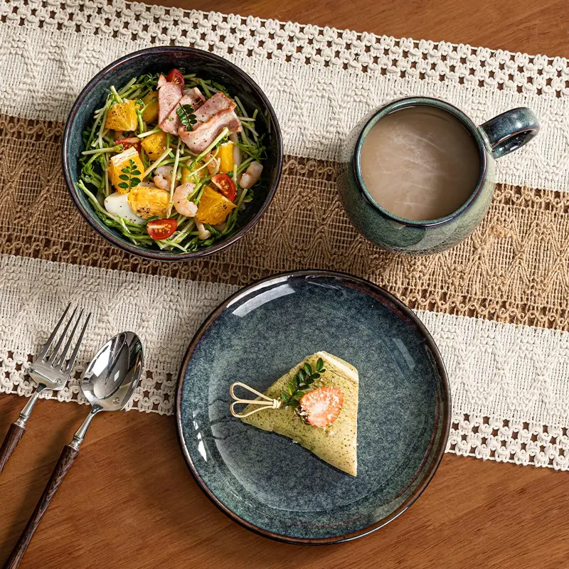 Breakfast Set for One Person, 3-Piece Durable Tableware Set, Microwave & Dishwasher Safe, Scratch-Resistant, Available in Two Colors, Dinner Sets