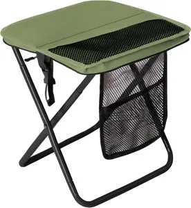 Portable Collapsible Stool, 16″Folding Stool with 3 Side Pockets and Shoulder Strap, Extra Large Camping Chair Supports 400 lbs, Ultralight Portable Seat for Outdoor, Hiking, Fishing, Compact Collapsible Chairs, Foldable Portable Chairs