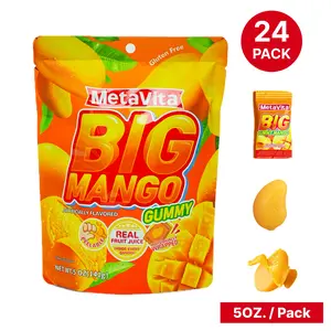 MetaVita Big Mango Gummy - Peeling Mango Candy, 24 Packs - Bulk Party Size - 480 Individually Wrapped Pieces, 120oz, Gift Candy Snack Chewy Bonbon