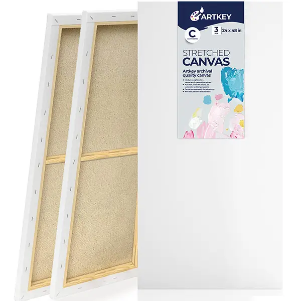 Large Canvas for Painting 24x48 Inch 3-Pack, 12.3 oz Triple Primed 100% Cotton Stretched Canvas, Blank Large Canvases for Oil Paint Acrylics Pouring & Wet Art Media