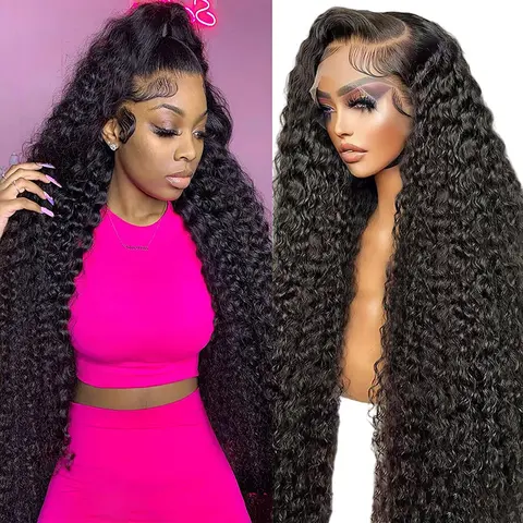 180% Density 13x6 Jerry Curly Lace Front Wig Human Hair Pre Plucked HD Lace Frontal Wigs Deep Curly Human Hair Wig For Women With Natural Hairline
