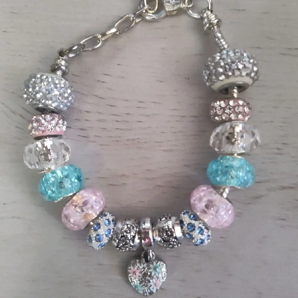 Colorful Mix N Mingle Fashion Bracelet with Personalizing Option - Add and Remove Pink and Blue Charms, Costume Jewelry on Clearance, Add And Remove Charms, Charm Bracelet