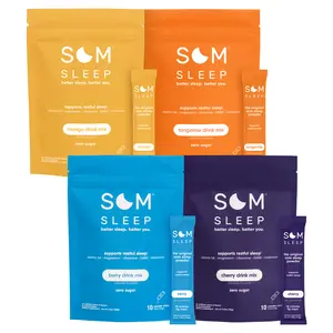 Som Sleep Variety Pack, Powder Drink Mix for Restful Nights, 40-Pack, Berry, Cherry, Mango, Tangerine, 10 Calories, Zero Sugar, Magnesium, Vitamin B6, L-Theanine, GABA, Melatonin