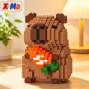Cute Capybara with Carrot Building Blocks Set - Kawaii Animal Micro Brick DIY Toy for Kids & Home Decor
