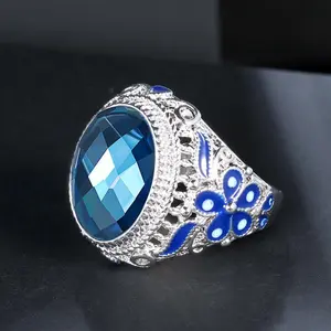 Luxurious Blue Zircon Sparkling Men's Ring, Fashionable Exquisite Jewelry, Valentine's Day Gift, Personalized Men's AccessoriesLuxurious Blue Zircon Sparkling Men's Ring, Fashionable Exquisite Jewelry, Valentine's Day Gift, Personalized Men's Accessories