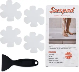 24PCS PEVA-Based Anti-Slip Bathtub Stickers, 8cm Slip-Proof Safety Shower Treads Adhesive Appliques with a Quality Scraper