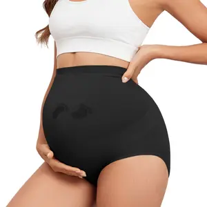 Maternity Underwear for Women Seamless High Waisted Maternity Panties Over Bump Pregnancy Belly Support Stretchable Maternity Underwear Grow With Bump Comfortable Maternity Underwear for Big Bump