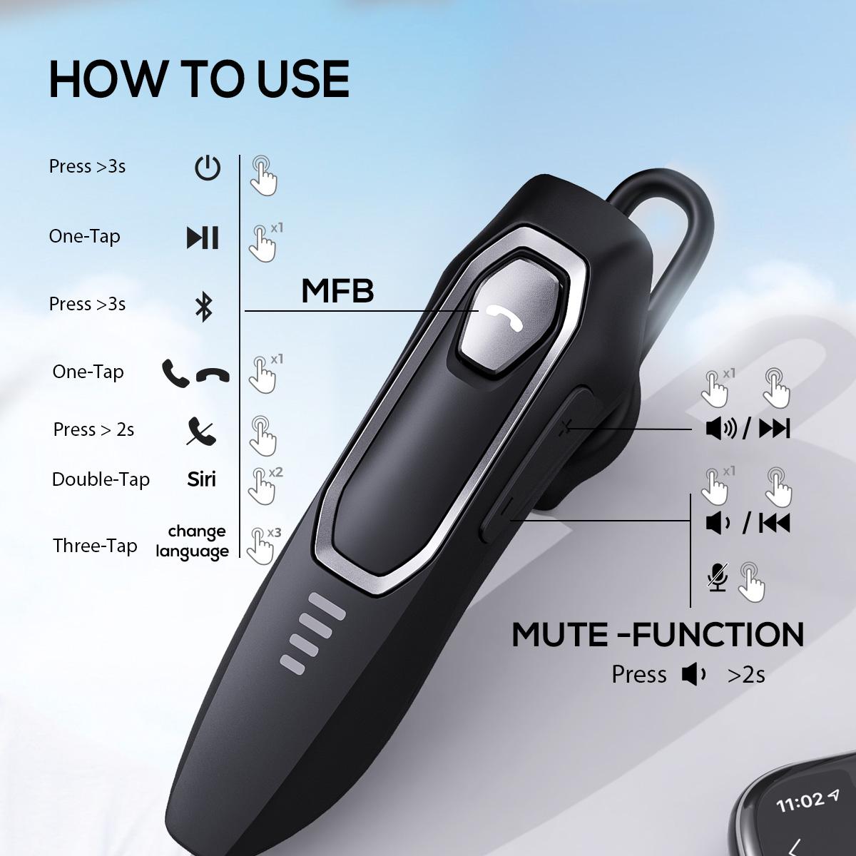 YUEYINOK Single-Ear Earphone, Bluetooth Earpiece, Hands-Free Bluetooth Headset for Work, Commuting & Driving, Clear Calls, Stable Connection, Wider Range, 30+ Hrs Talk Time hands free headset for work calls easy headset for daily use YUEYINOK Single-Ear Earphone, Bluetooth Earpiece, Hands-Free Bluetooth Headset for Work, Commuting & Driving, Clear Calls, Stable Connection, Wider Range, 30+ Hrs Talk Time hands free headset for work calls easy headset for daily use