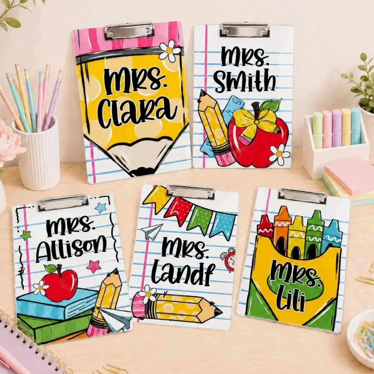 Custom Name Teacher Pencil Clipboard: Personalized Back to School Teacher Gift, Teacher Appreciation Gifts, School Supplies