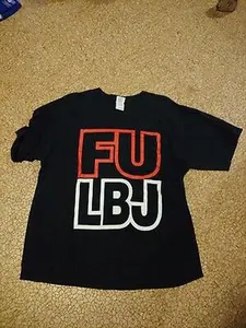 FUK LBJ Men's Black Short Sleeve Graphic Anvil T-Shirt Adult New , Fashion Cotton, Full Colors, Full Sizes, For Men, For Women