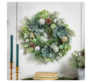 Evergreen 20"H Artificial Pine Wreath with Ornaments Evergreen 20"H Artificial Pine Wreath with Ornaments