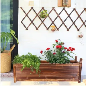 Wooden Rectangular Raised Planter Box - Outdoor Garden Planter Bed, Indoor Flower & Vegetable Growing Container