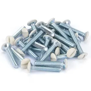Henne Bery 3/4" Long 6-32 Thread, Oval Head Milled Slot Replacement Wall Plate Screws, 30 Pack, Light Almond