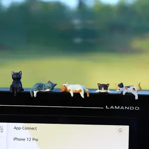 Small Cat Statue Shelf Table Miniature Animal Ornaments Desk Gifts 3D Craft Figurine Computer Monitor Decors Ornament Decoration